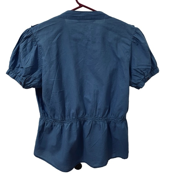 Antilia Femme Womens Short Sleeve Top Ruffle Collar 100% Cotton Size M - Picture 2 of 5